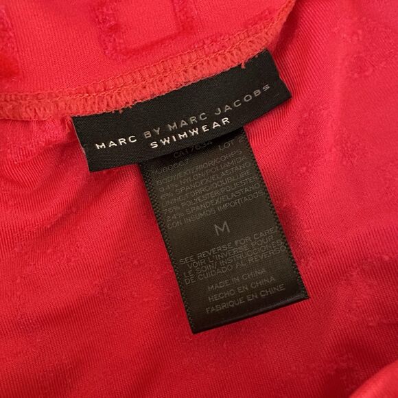 Marc by Marc Jacobs Swimwear Coverup Red Velour Textured Monogram Dress M - Picture 7 of 7